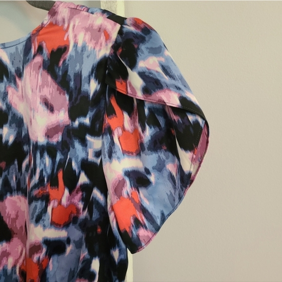 Banana Republic factory size 10 Silky Watercolor faux wrap tulip sleeve dress - Picture 6 of 6